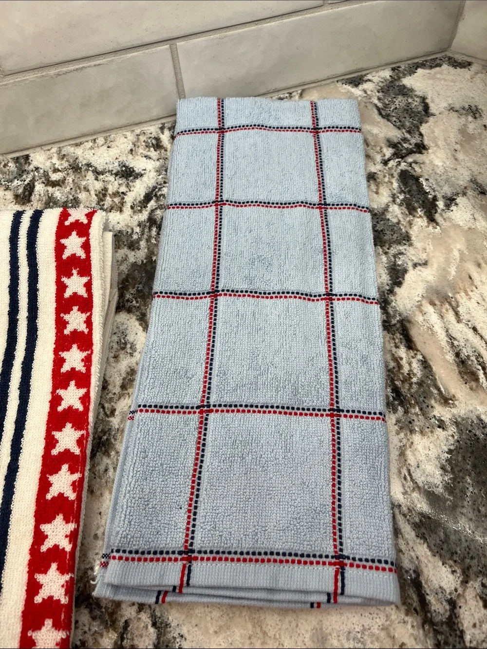 NEW Set of 4 Patriotic Star & Stripe Kitchen Towels - Red, White, Blue